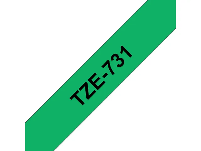 Ruban de lettrage Brother P-Touch TZe-731 standard 12mm noir sur vert