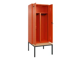 PBM-locker met bank,HxBxD 2120x800x815mm,2vak,vak B 400mm,draaigrendel - 1
