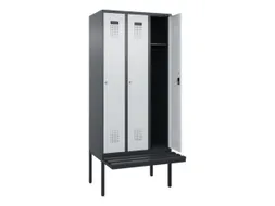 locker met bank,HxBxD 2120x900x815mm,3vak,vak B 300mm,cilinderslot