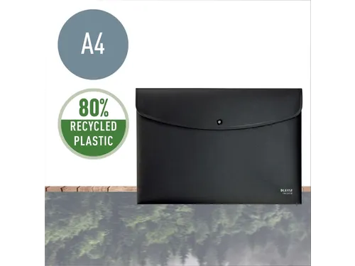 Enveloptas Leitz Recycle A4 met drukknopen PP zwart