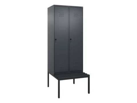 locker met bank,HxBxD 2120x800x815mm,2vak,vak B 400mm,draaigrendel