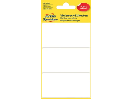 Etiket Avery Zweckform 3081 76x39mm wit 18 stuks