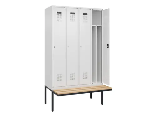 locker met bank,voor scheiding van kleding,HxBxD 2120x1200x815mm,4vak