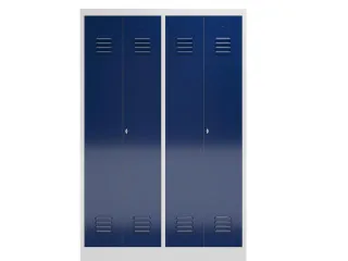 garderobekast HxBxD 1800x1185x500mm 4vak klink RAL7035 RAL5010 - 2