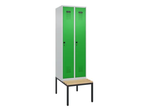 locker met bank,voor scheiding van kleding,HxBxD 2120x600x815mm,2vak