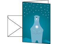 Kerstkaarten Sigel incl. envelop IJsbeer met kaars, wit karton , mat b