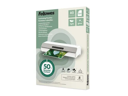 Lamineerhoes Fellowes A5 light 50% gerecycled glans 100stuks