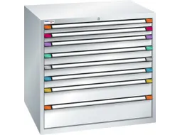 ladekast,HxBxD 1000x1005x695mm,8lade(n),RAL7035,front RAL7035