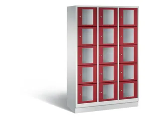 Lockerkast 1800x1200x500mm 3x5 vakken Cilinderslot, Sokkel, RAL3003 - 2
