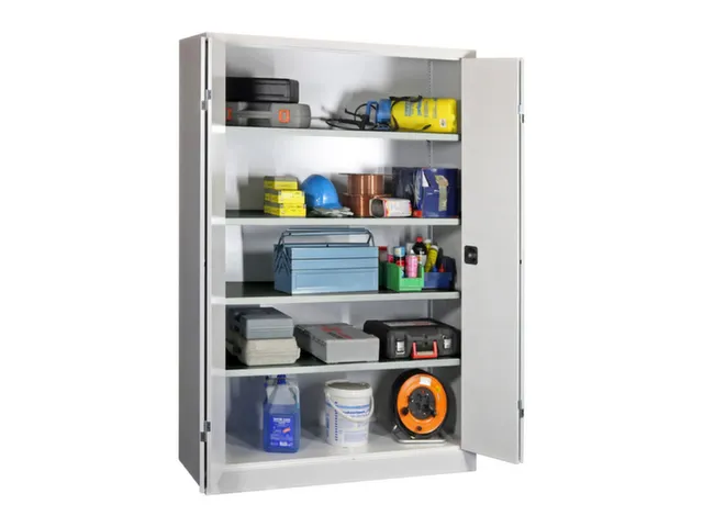 Vouwdeurkast 1950x1200x600mm 4legborden Verzinkt Ral7035 Front Ral7035