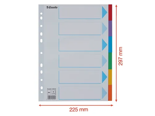Tabbladen Esselte A4 11-Gaats Karton 6-Delig Kleur