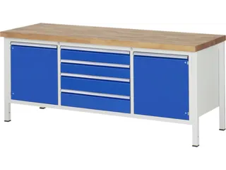 werkbank,HxBxD 840-1040x2000x700mm,beukblad,draagverm. 1250kg,4voeten - 1