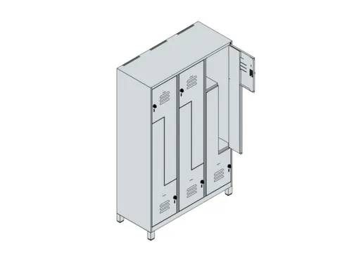 Z-garderobekast,HxBxD 1950x1200x500mm,vak B 200/400mm,cil.-slot,voeten