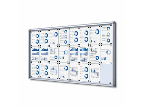 Vitrinekast Mededelingenbord 24x A4 met schuifdeuren