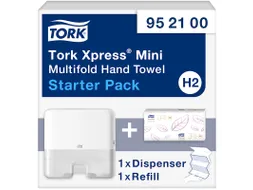 Tork 952100 Startpakket H2 mini Multifold Handdoek Dispenser + refill