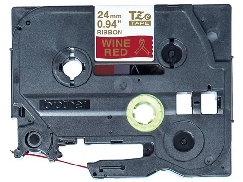 Labeltape Brother P-touch TZe-RW54 24mm goud op wijnrood