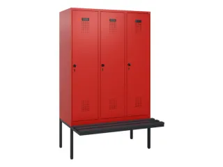 locker met bank,HxBxD 1950x1200x815mm,3vak,vak B 400mm,draaigrendel - 2
