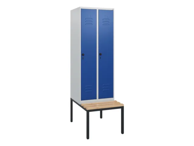 locker met bank,HxBxD 1950x600x815mm,2vak,vak B 300mm,draaigrendel