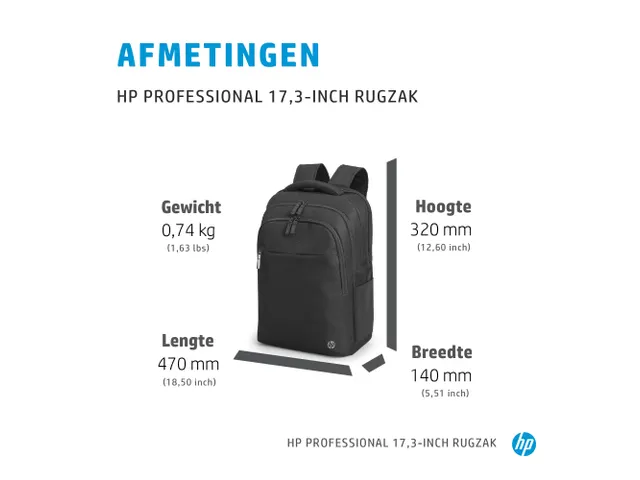 HP Professional 17.3 Inch Laptop Backpack Zwart