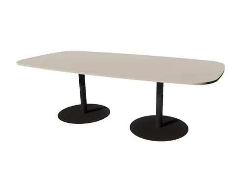 Linesto vergadertafel 240x120 deens ovaal lichtgrijs 25mm zwart