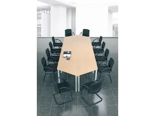 vergadertafel HxBxD 72x80x69cm trapezium Lichtgrijs 4voeten Alu - 1