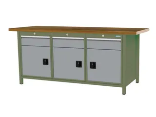 werkbank,HxBxD 860x2000x750mm,onderstel RAL6011,fronten RAL7040 - 3