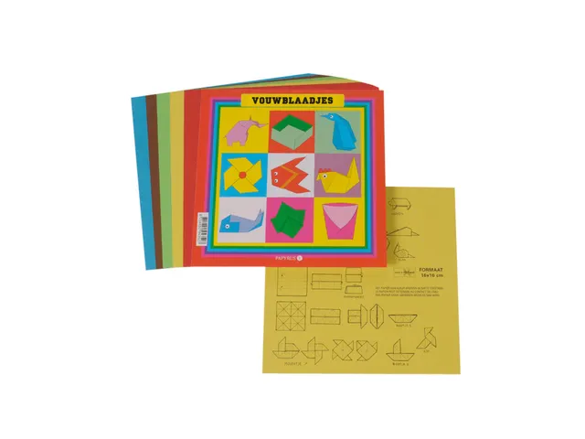 Vouwblaadjes vierkant 16x16cm 65gram assorti 90 vel