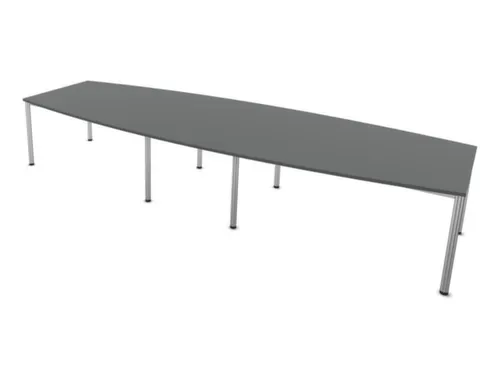 vergadertafel,HxBxD 740x4000x1400mm,vatvormig,MS-donkergrijs