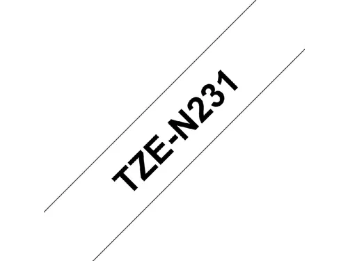 Labeltape Brother P-touch TZe-N231 ongelamineerd 12mm zwart op wit