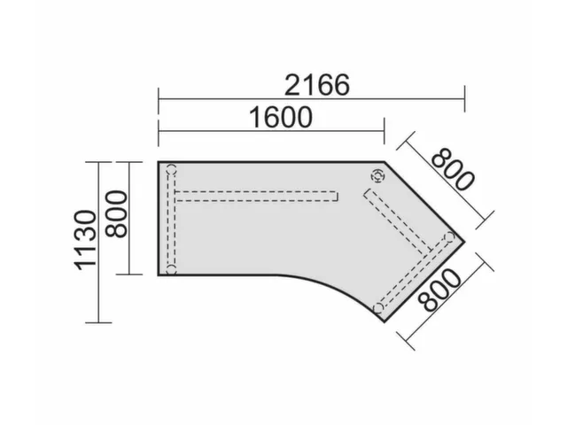 In hoogte verstelbaar hoekbureau 680-820x2166x1130mm esdoorn zilver