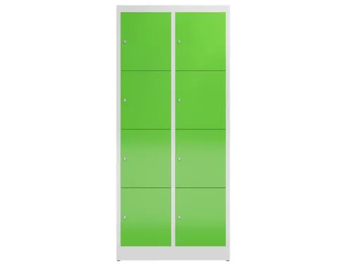 Lockerkast 1800x800x500mm 2x4 vakken cilinderslot, sokkel, RAL6018