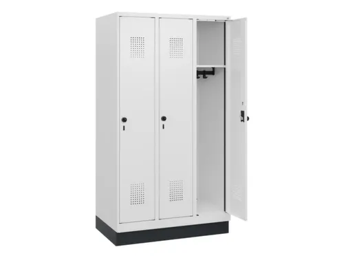 schoollocker,HxBxD 1630x900x500mm,3vak,vak B 300mm,draaigrendel,sokkel