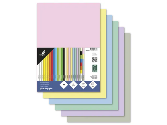 Papier Kangaro A4 80grs pastel assorti pak 100 vel