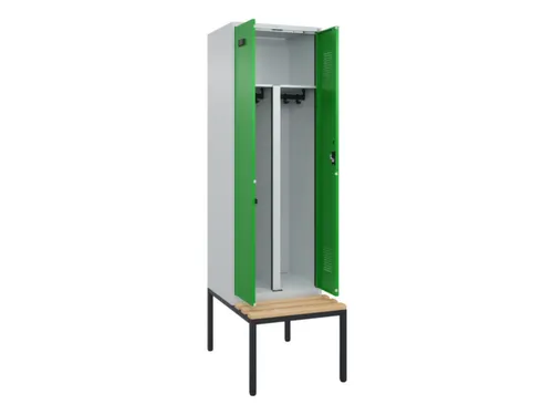 PBM-locker met bank,HxBxD 2120x600x815mm,2vak,vak B 300mm