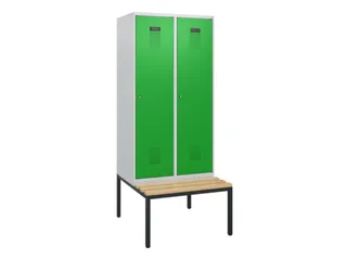 locker met bank,HxBxD 1950x800x815mm,2vak,vak B 400mm,cilinderslot - 2