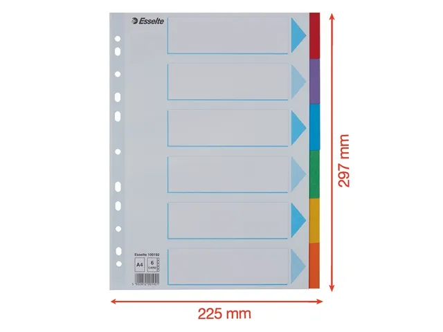 Tabbladen Esselte A4 11-Gaats Karton 6-Delig Kleur