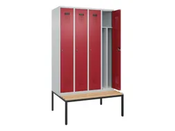locker met bank,voor scheiding van kleding,HxBxD 2120x1200x815mm,4vak