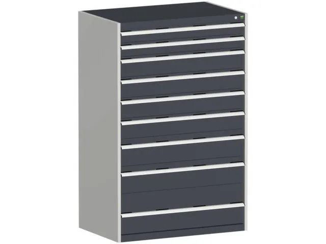ladekast HxBxD 1600x1050x650mm 9laden RAL7035 front RAL7016
