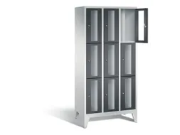 lockerkast 1850x900x500mm 3x3 vakken Cilinderslot Poten, RAL7021