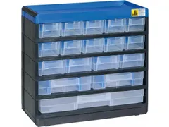 magazijnkast HxBxD 285x300x135mm 17laden behuizing zwart/blauw