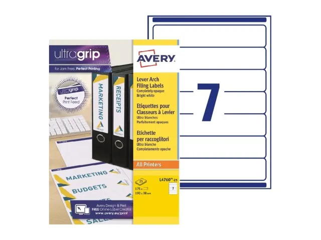 Avery L4760-25 Rugetiket smal 192x38mm zelfklevend wit 175 stuks