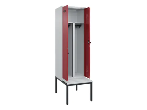 PBM-locker met bank,HxBxD 2120x600x815mm,2vak,vak B 300mm,draaigrendel