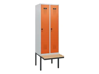 locker met bank,HxBxD 1950x600x815mm,2vak,vak B 300mm,draaigrendel - 2