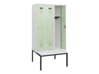 locker met bank,HxBxD 1950x900x815mm,3vak,vak B 300mm,cilinderslot - 1