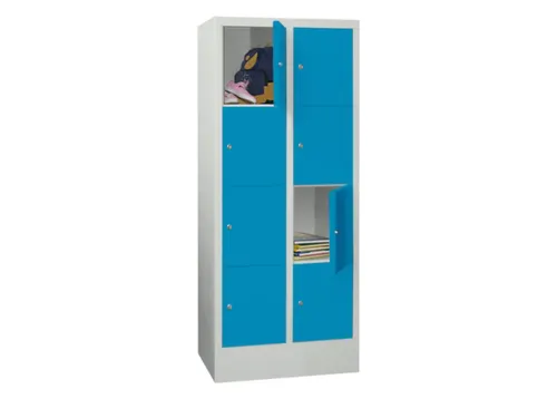 lockerkast,HxBxD 1518x600x500mm,2x4vakken,RAL7035,front RAL5012