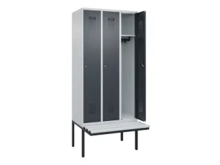 locker met bank,HxBxD 2120x900x815mm,3vak,vak B 300mm,cilinderslot - 1