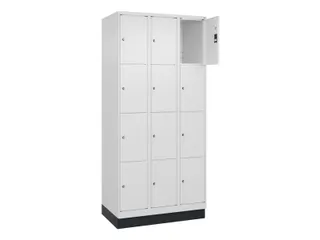 lockerkast,HxBxD 1950x900x500mm,3x4vakken,vak B 300mm,cil.-slot,sokkel - 1