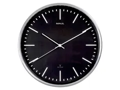Wandklok Maul Fly RC Ø30,5cmx4.5cm alu/zwart incl.batterij streep