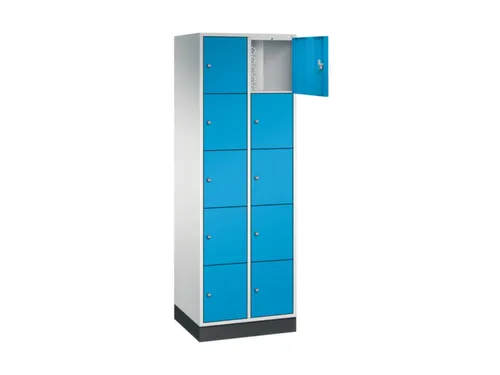 lockerkast,RAL 7035/RAL 5012,HxBxD 1950x620x500mm,2x5vakken,cil.-slot