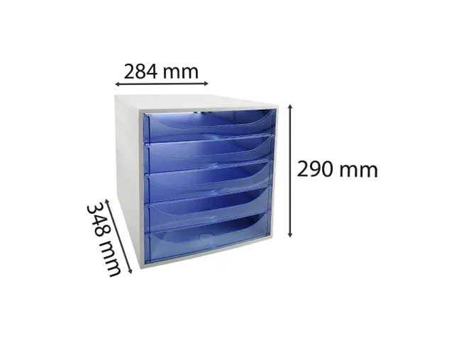 Module de classement Ecobox+ Linicolor 5 tiroirs - Bleu glacé
